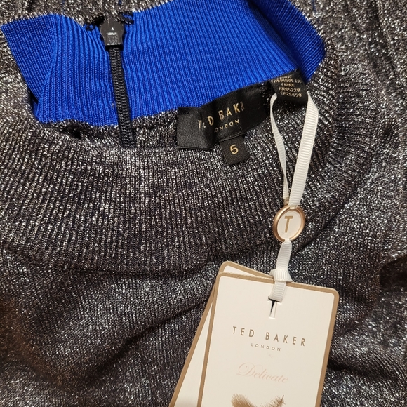 🍒NWT🍒 TED BAKER METALLIC GUNMETAL DRESS - Picture 7 of 7